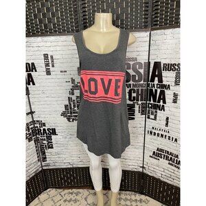 Free Kisses Plus 1X Gray Love Coral Statement Graphic Tank Top